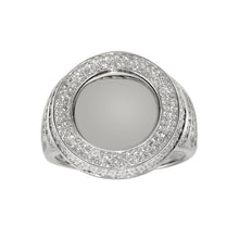 Load image into Gallery viewer, Sterling Silver Rhodium Plated Round CZ Mirror Disc CZ Ring - silverdepot