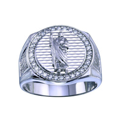 Sterling Silver Rhodium Plated Saint Jude CZ Ring