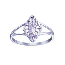 Load image into Gallery viewer, Sterling Silver Rhodium Plated Saint Jude Diamond Cut Ring