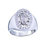 Sterling Silver Rhodium Plated Saint Jude CZ Ring