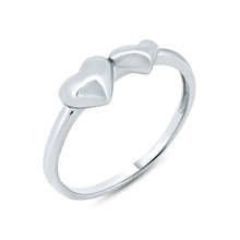 Load image into Gallery viewer, Sterling Silver Rhodium Plated Double Heart Ring