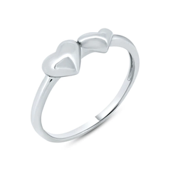 Sterling Silver Rhodium Plated Double Heart Ring