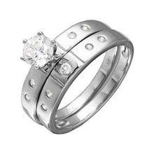 Load image into Gallery viewer, Sterling Silver Half Matte Finish Rhodium Plated CZ  Trio Bridal Ring
