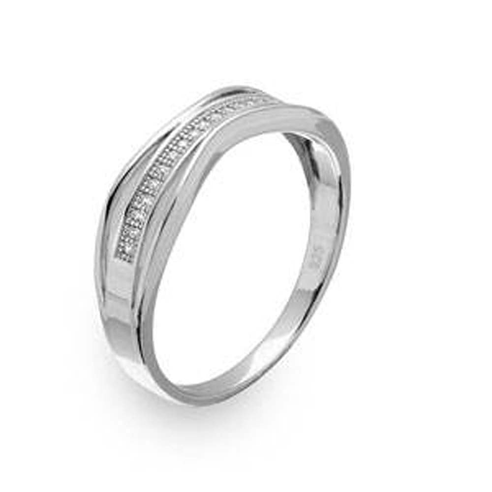 Sterling Silver Rhodium Plated  Curvy Shank Trio RingAnd Width 6mm