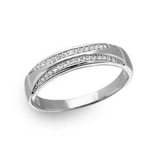 Load image into Gallery viewer, Sterling Silver Rhodium Plated Men\&#39;s  Tappered Shank Trio Band with CZAnd Width 5mm