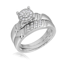 Load image into Gallery viewer, Sterling Silver Rhodium Plated  Sideway Stone Design Custer CZ Center Wedding RingAnd Width 6.7mm