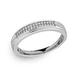 Sterling Silver Rhodium Plated  Men\'s CZ Trio BandAnd Width 5mm