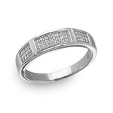 Sterling Silver Rhodium Plated  Men\'s CZ Bar Trio RingAnd Width 6mm