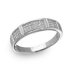 Sterling Silver Rhodium Plated Men's CZ Bar Trio Ring, Width 6mm