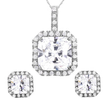 Load image into Gallery viewer, Sterling Silver Rhodium Plated Square Clear CZ Set