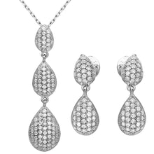 Load image into Gallery viewer, Sterling Silver Rhodium Plated CZ Encrusted Teardrop Set