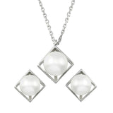Sterling Silver Boxed Synthetic Pearl with CZ Set