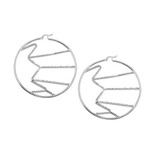 Load image into Gallery viewer, Sterling Silver Diamond Cut Design Hoop Earrings