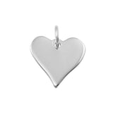 Sterling Silver Rhodium Plated Medium Flat Heart Charm