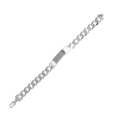 Sterling Silver Engravable ID Flat Curb 220-8.2mm Bracelet
