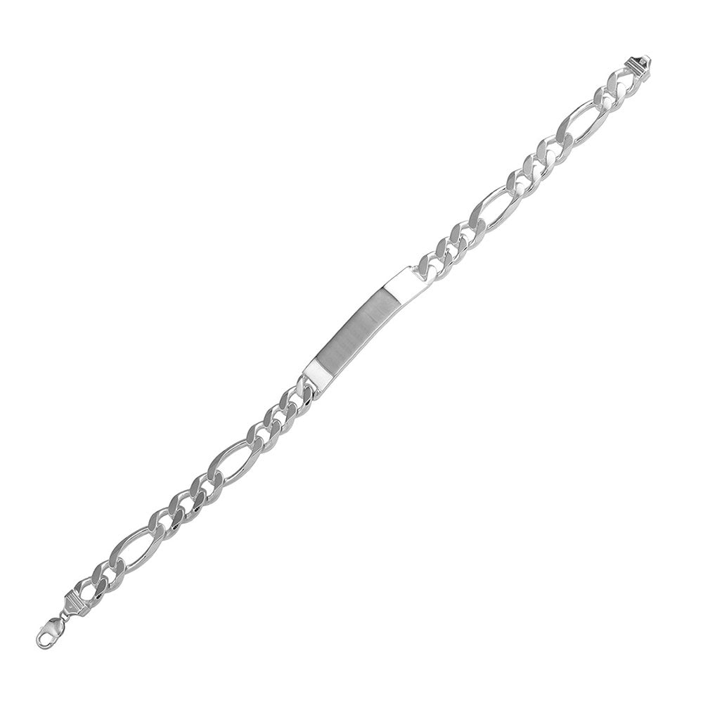 Sterling Silver Super Flat Engravable ID Figaro 150-5.3mm Bracelet