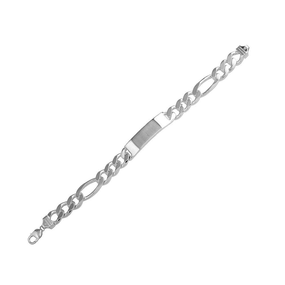 Sterling Silver Engravable ID Super Flat Figaro 220-8.4mm Bracelet