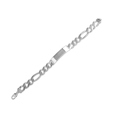 Sterling Silver Engravable ID Super Flat Figaro 220-8.4mm Bracelet