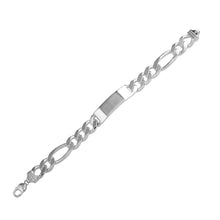 Load image into Gallery viewer, Sterling Silver Engravable ID Super Flat Figaro 300-10.9mm Bracelet