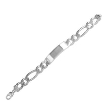Load image into Gallery viewer, Sterling Silver Engravable ID Super Flat Figaro 350-14.4mm Bracelet