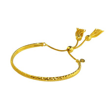 Load image into Gallery viewer, Sterling Silver Gold Plated DC Cuff Lariat Bracelet with Dangling Tassel