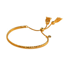 Load image into Gallery viewer, Sterling Silver Rose Gold Plated DC Cuff Lariat Bracelet with Dangling Tassel