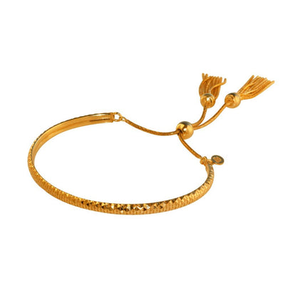 Sterling Silver Rose Gold Plated DC Cuff Lariat Bracelet with Dangling Tassel
