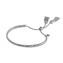 Load image into Gallery viewer, Sterling Silver Rhodium Plated DC Cuff Lariat Bracelet with Dangling Tassel