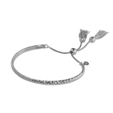 Sterling Silver Rhodium Plated DC Cuff Lariat Bracelet with Dangling Tassel