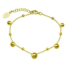 Load image into Gallery viewer, Sterling Silver Gold Plated 11 Bead Charm Bead Link Chain Bracelet - silverdepot