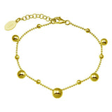 Sterling Silver Gold Plated 11 Bead Charm Bead Link Chain Bracelet