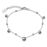 Sterling Silver Rhodium Plated 11 Bead Charm Bead Link Chain Bracelet