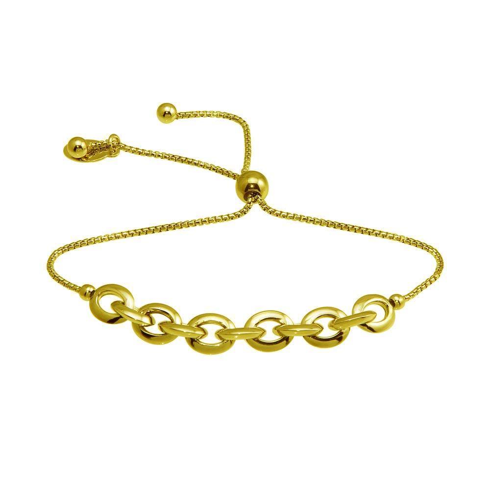 Sterling Silver Gold Plated Link Lariat Bracelet - silverdepot