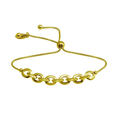 Sterling Silver Gold Plated Link Lariat Bracelet - silverdepot
