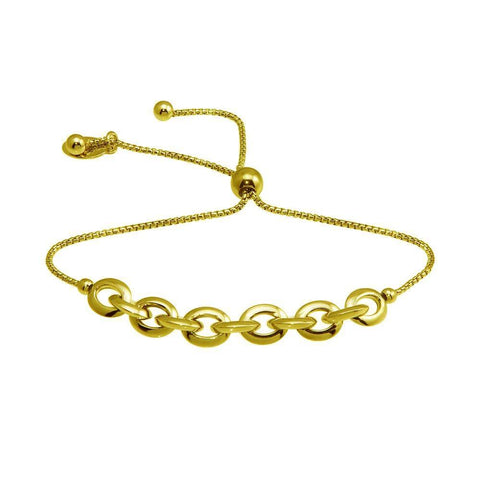 Sterling Silver Gold Plated Link Lariat Bracelet