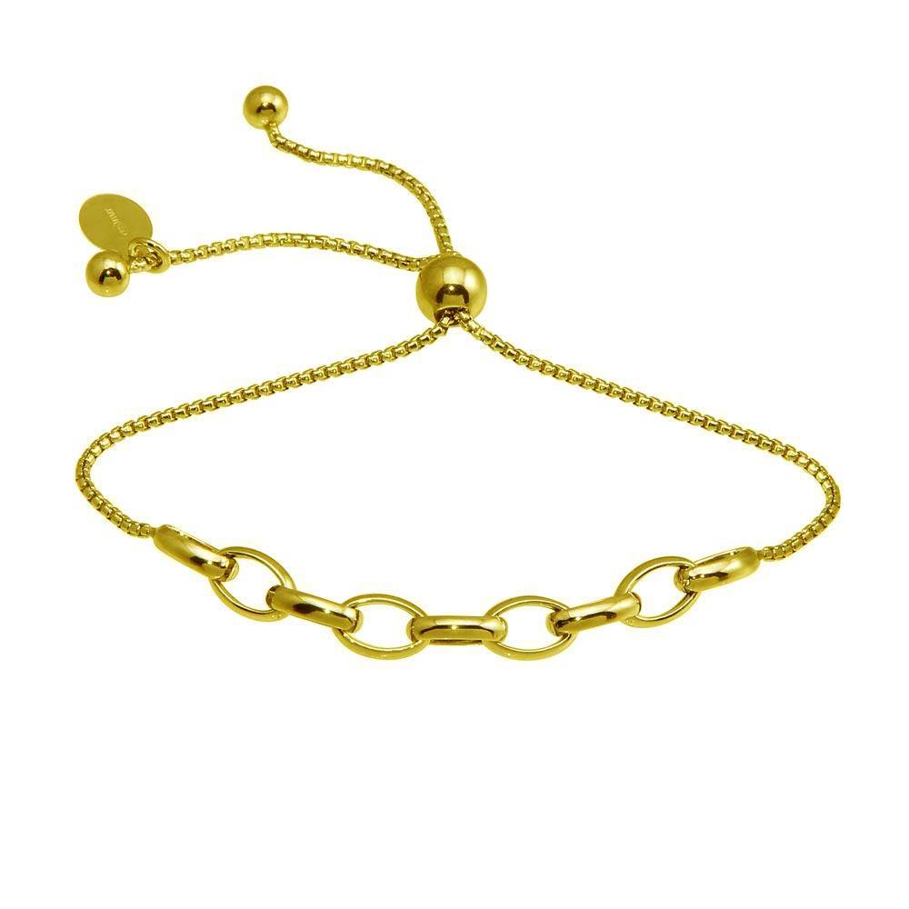 Sterling Silver Gold Plated Link Lariat Bracelet