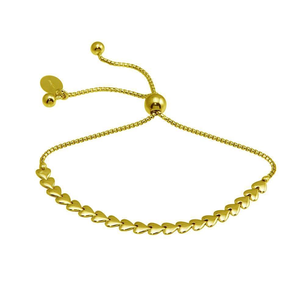 Sterling Silver Gold Plated Heart Link Lariat Bracelet