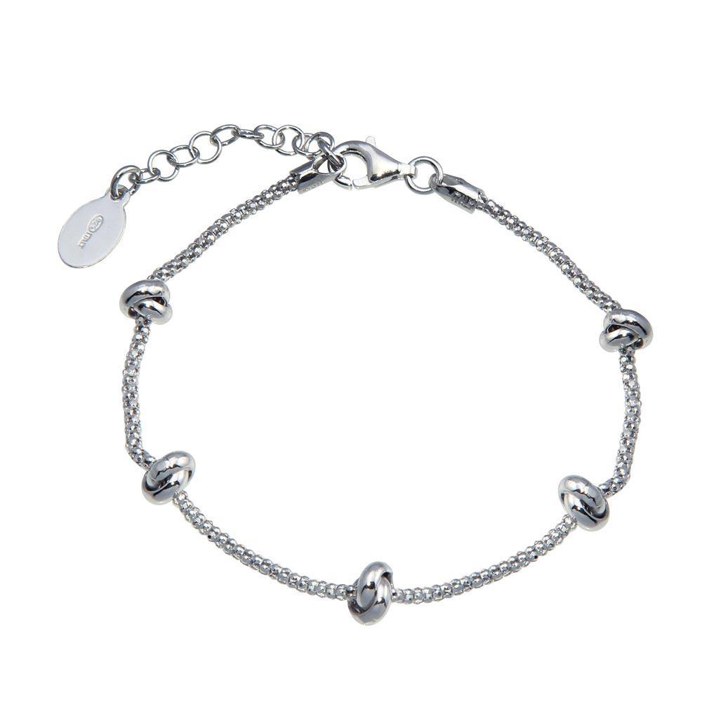 Sterling Silver Rhodium Plated 5 Knotted Coreana Chain Bracelet