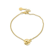 Load image into Gallery viewer, Sterling Silver Gold Plated Rolo Donut Bar Adjustable Bracelet