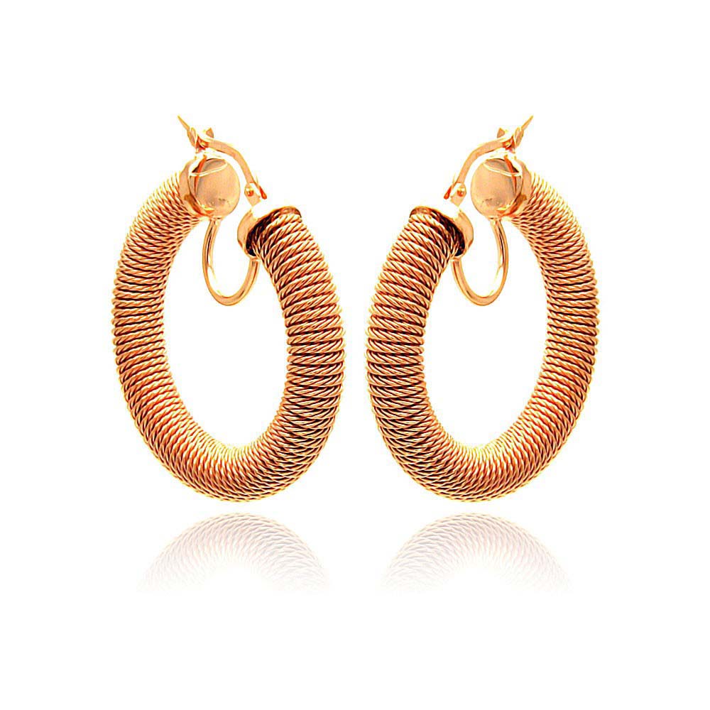 Sterling Silver Rose Gold Plated Italian Plain Hoop Earring