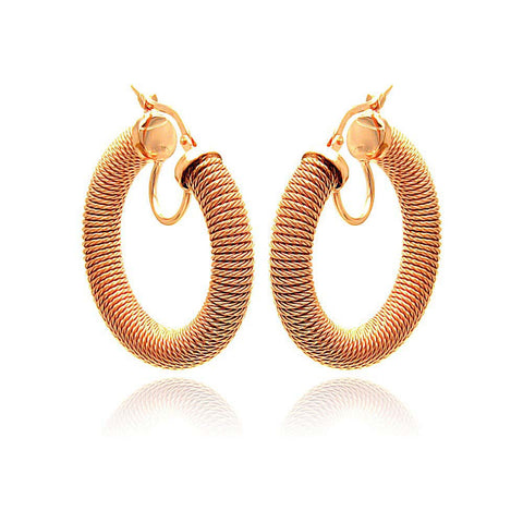 Sterling Silver Rose Gold Plated Italian Plain Hoop Earring