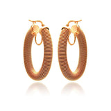 Sterling Silver Rose Gold Plated Spinner Oval Plain Hoop Earring