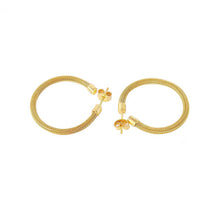 Load image into Gallery viewer, Sterling Silver Gold Plated Stylish Thin Chain Textured Hoop Earrings with Earring Width of 2MM and Friction Back Post
