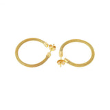 Sterling Silver Gold Plated Stylish Thin Chain Textured Hoop Earrings with Earring Width of 2MM and Friction Back Post