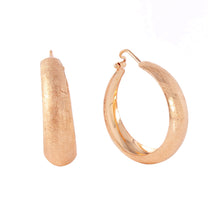 Load image into Gallery viewer, Satin Finish Sterling Silver Rose Gold Plated Stylish Hoop Earrings with Earring Width of 9MM and Latch Back Post