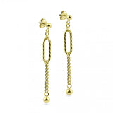 Sterling Silver Gold Plated Dangling Ball Textured Paperclip Earrings