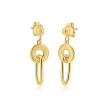 Load image into Gallery viewer, Sterling Silver Gold Plated Dangling Donut Paperclip Stud Earrings