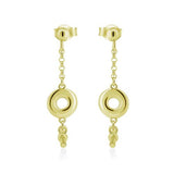 Sterling Silver Gold Plated Dangling Donut Bar Stud Earrings