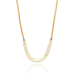 Sterling Silver Rose Gold Plated Italian Chain Necklace with Mesh Design Inlaid with Clear CzsAnd Chain Length of 16 -18
