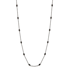Sterling Silver Black Rhodium Plated Diamond Cut Oval Italian Necklace